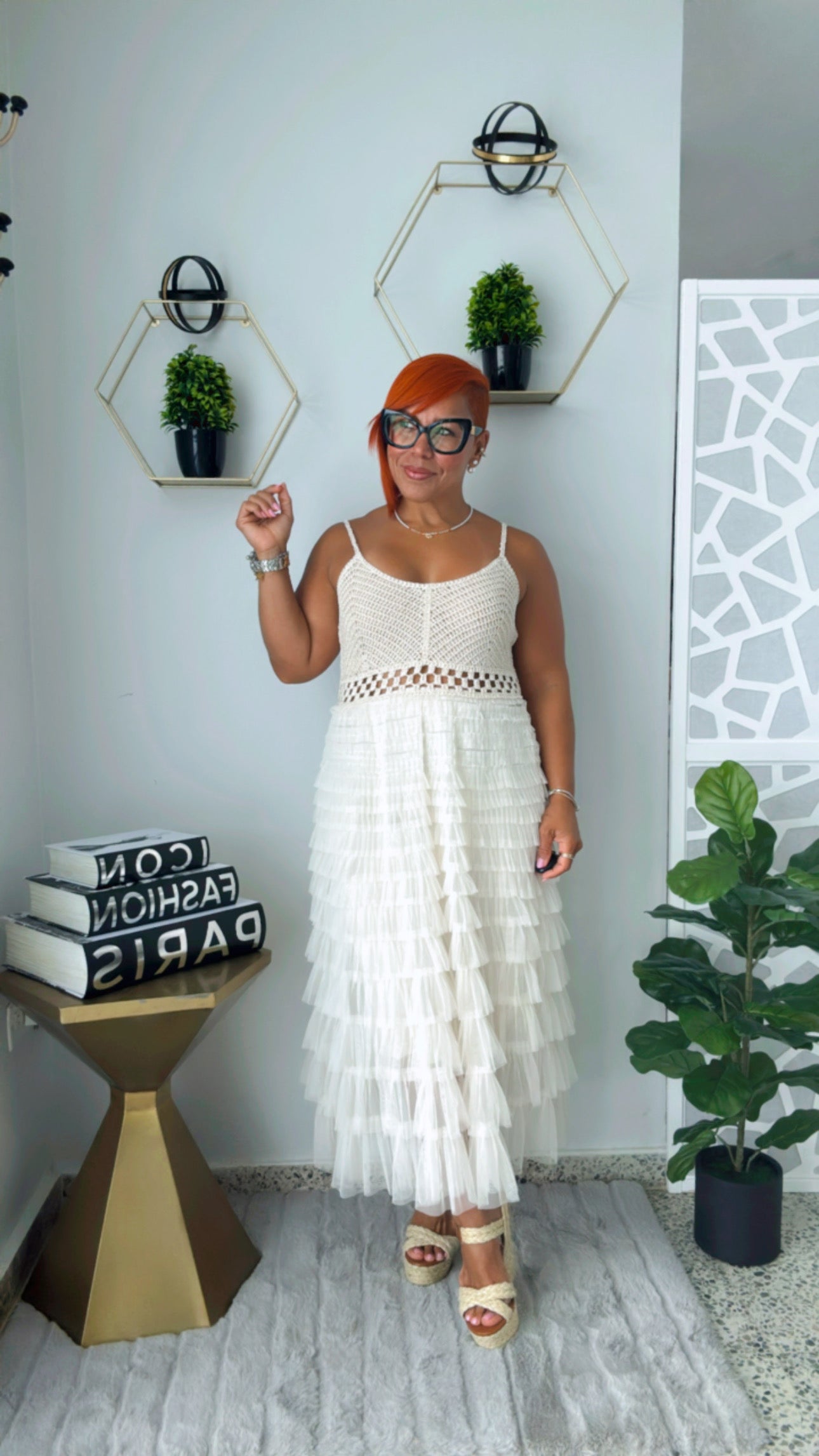 Almond Tuttu Dress with Crochet Top
