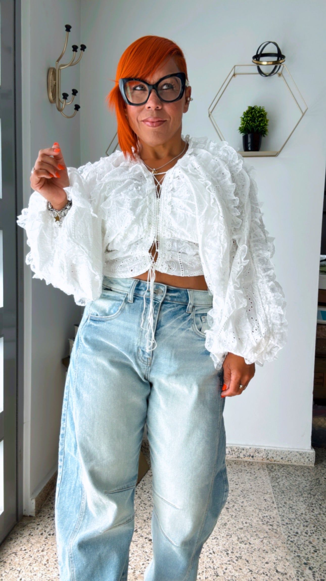 Dreamer Ruffled Eyelet Blouse