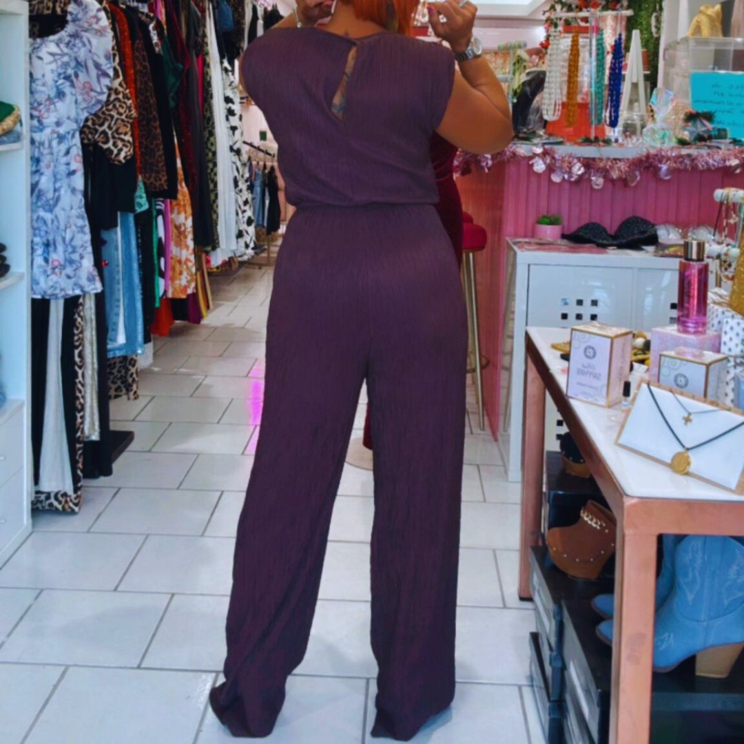Plum Elegance Sleeveless Palazzo Jumpsuit