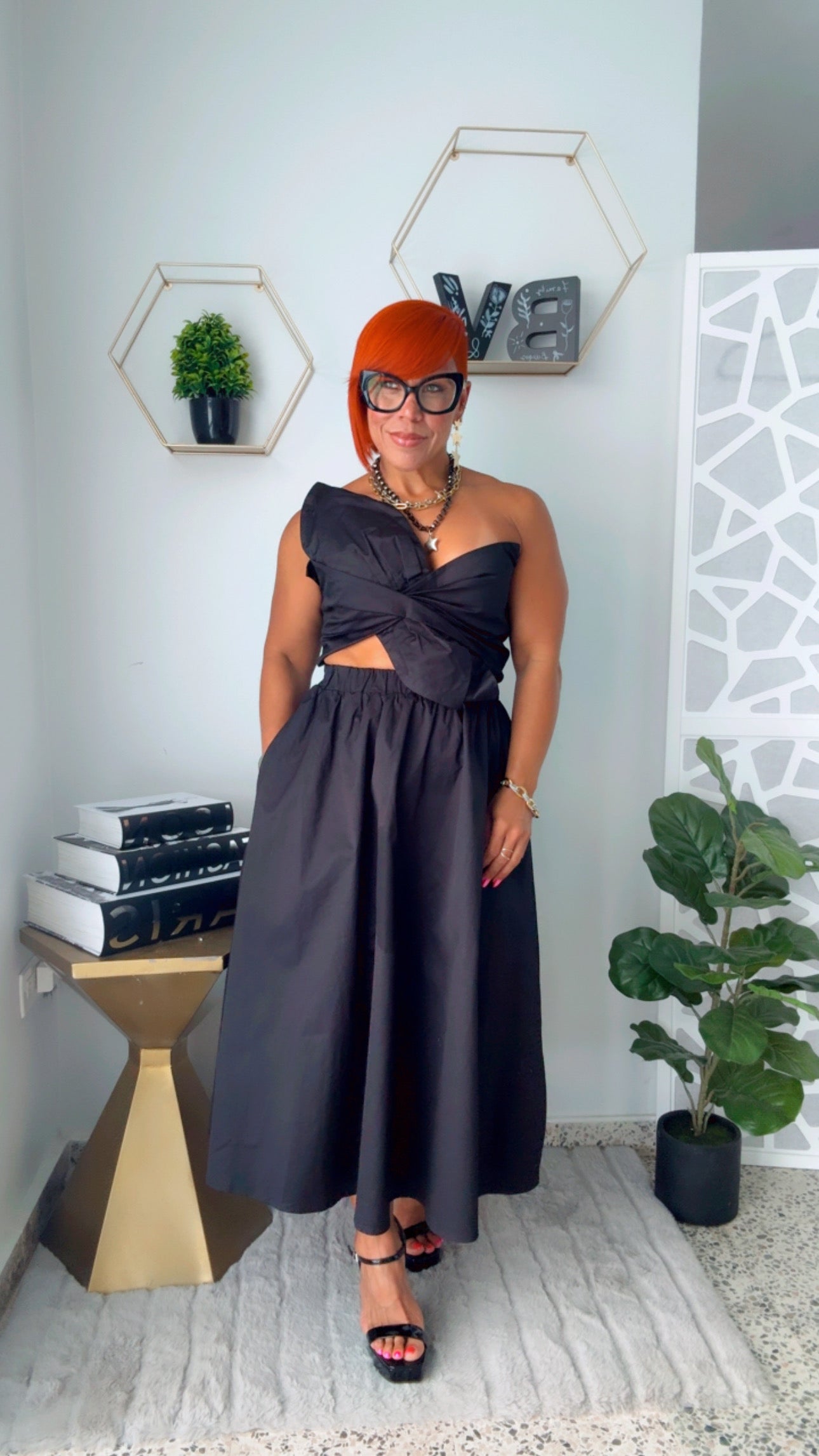 Knotted Twist Black Dress