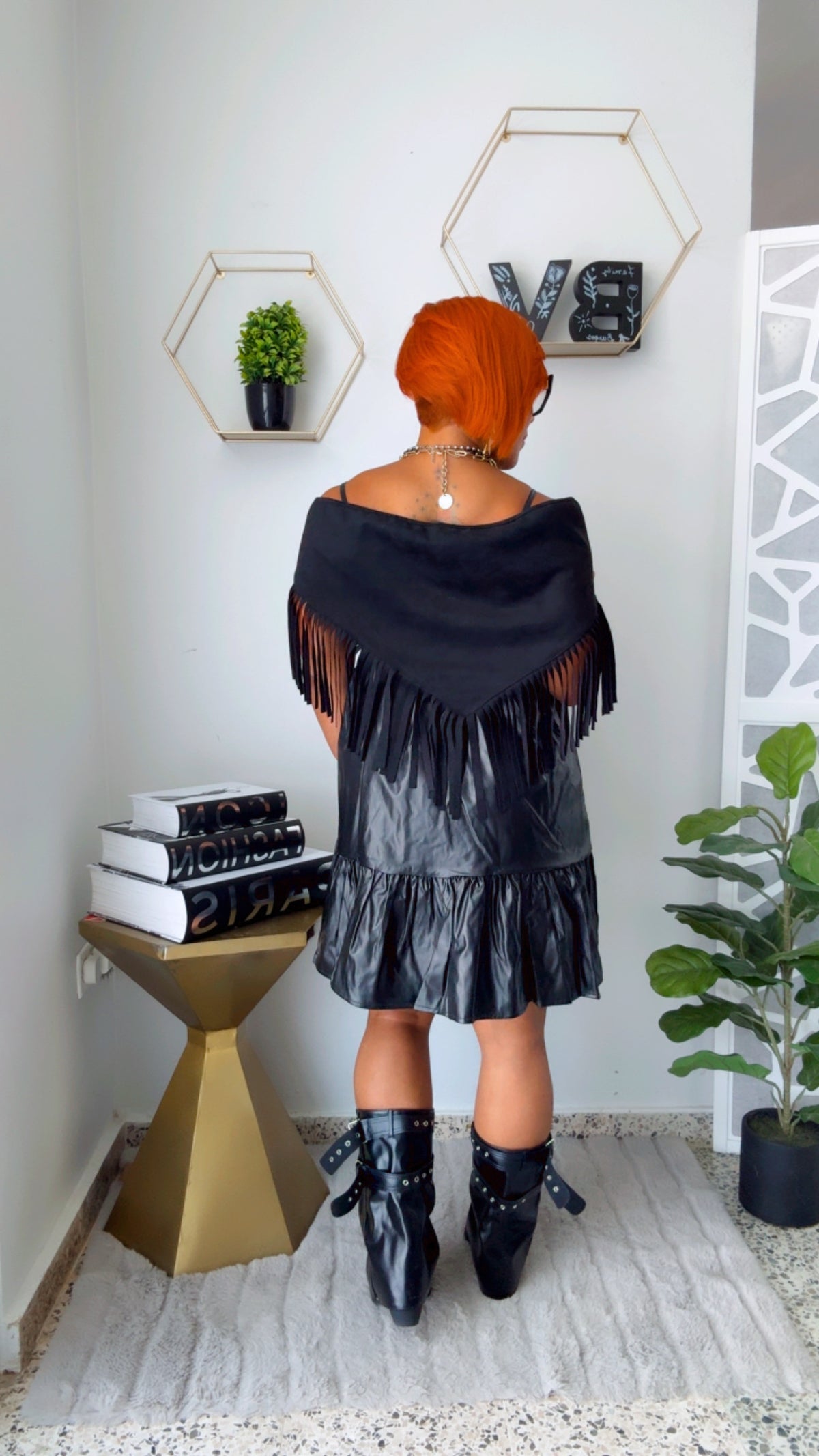 Black Fringed Scarf