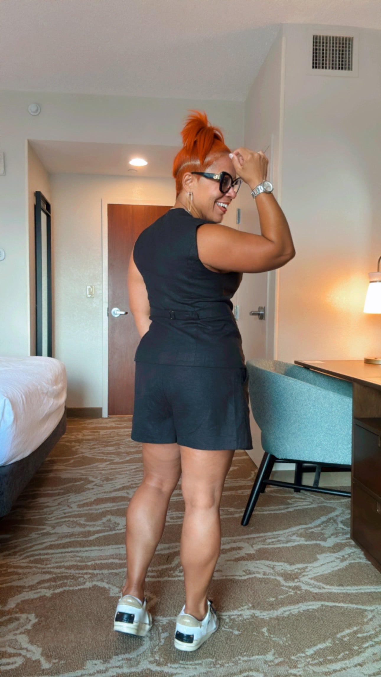 Casual Bussines Linen Short Set