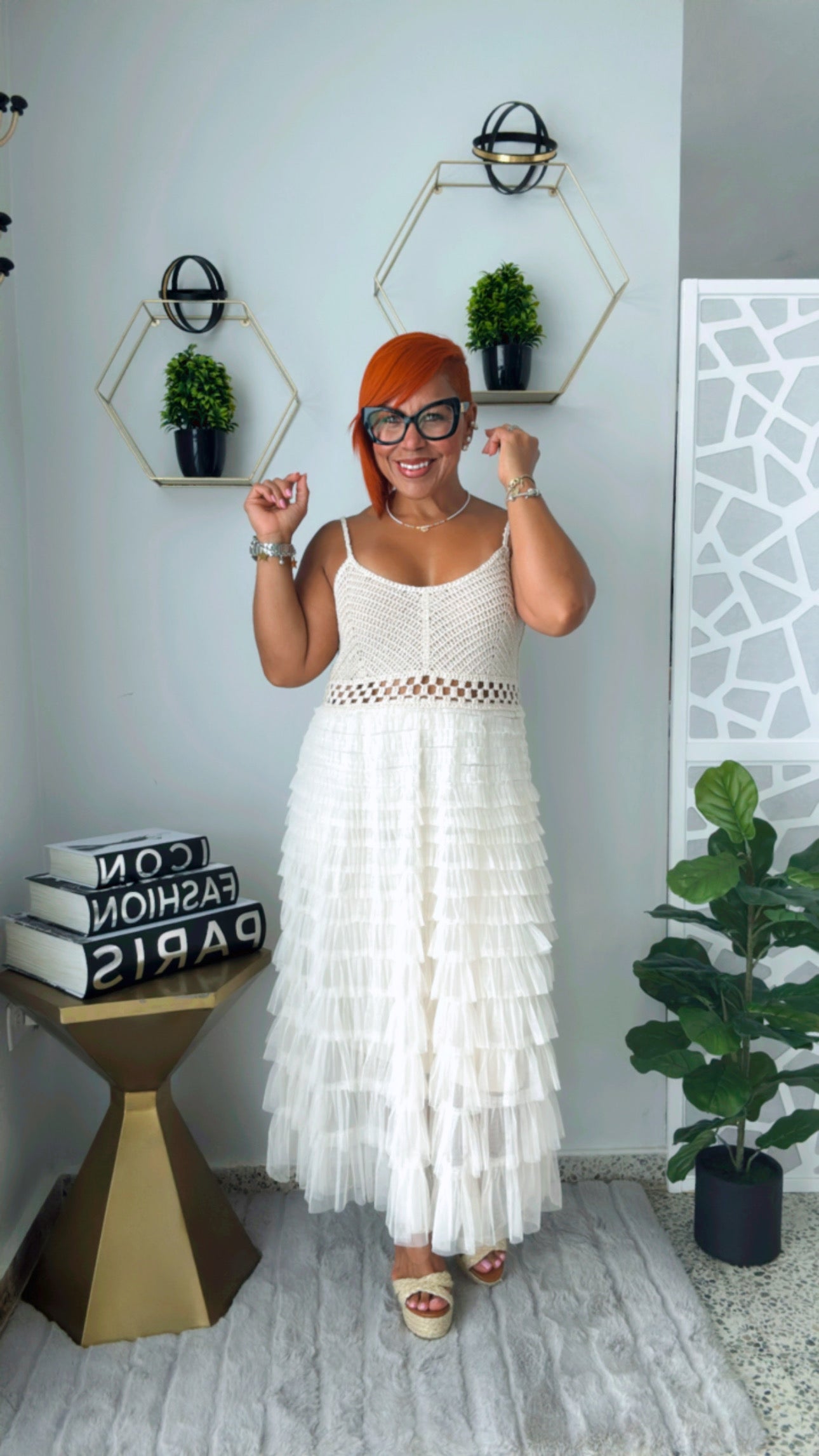 Almond Tuttu Dress with Crochet Top