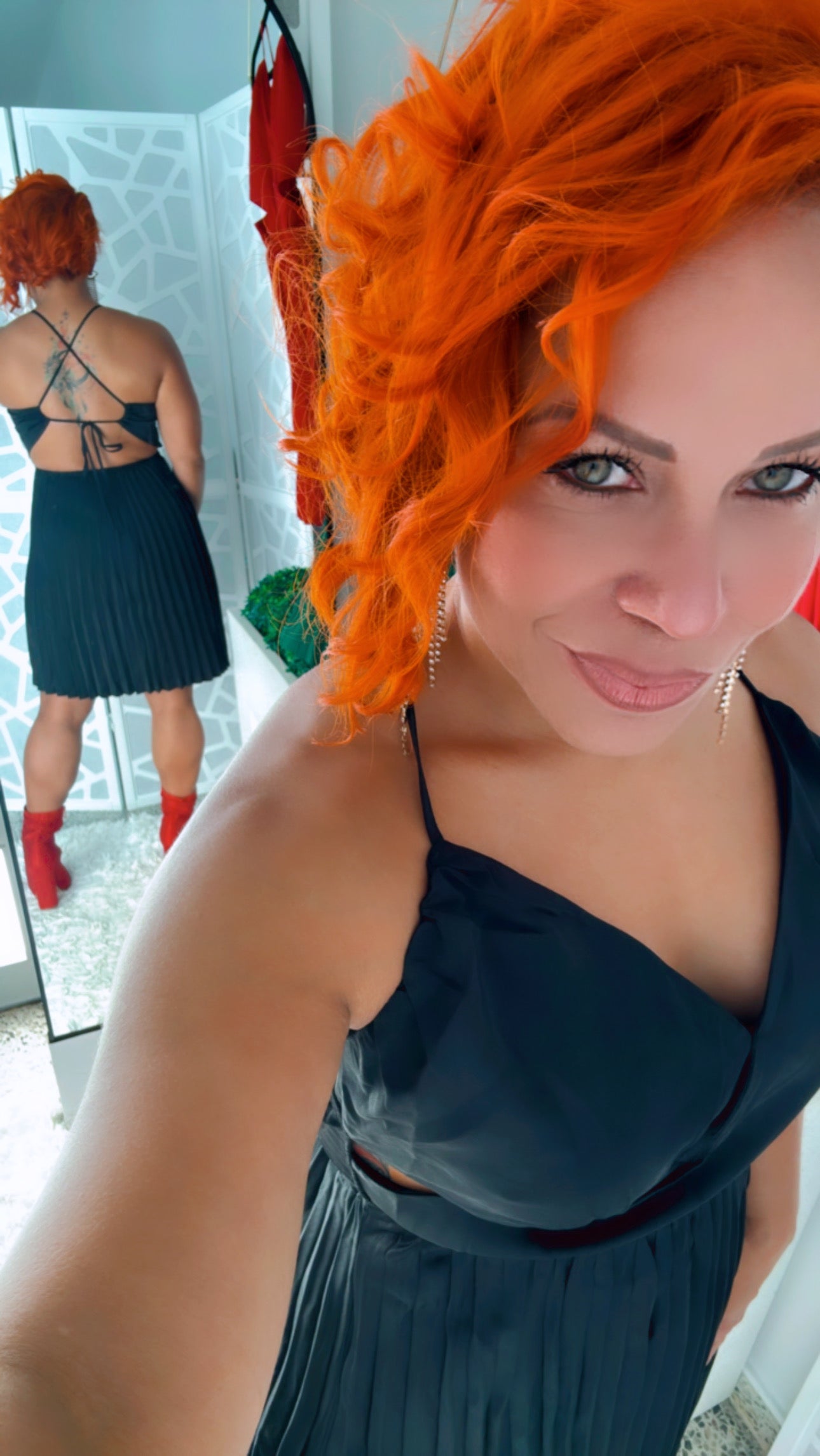 Eternity Elegant Black Pleated Midi Dress with Cut-Out Waist Detail