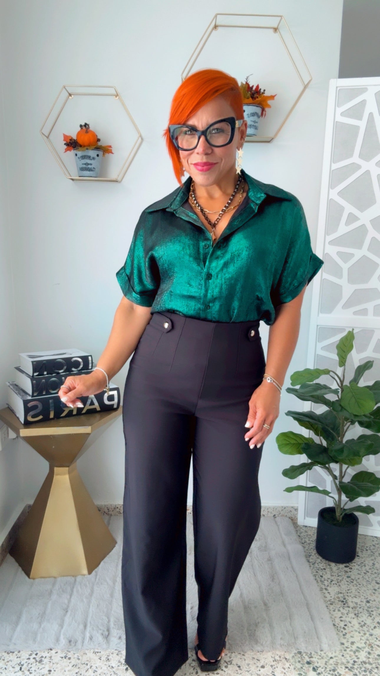 Metallic Hunted Green Blouse