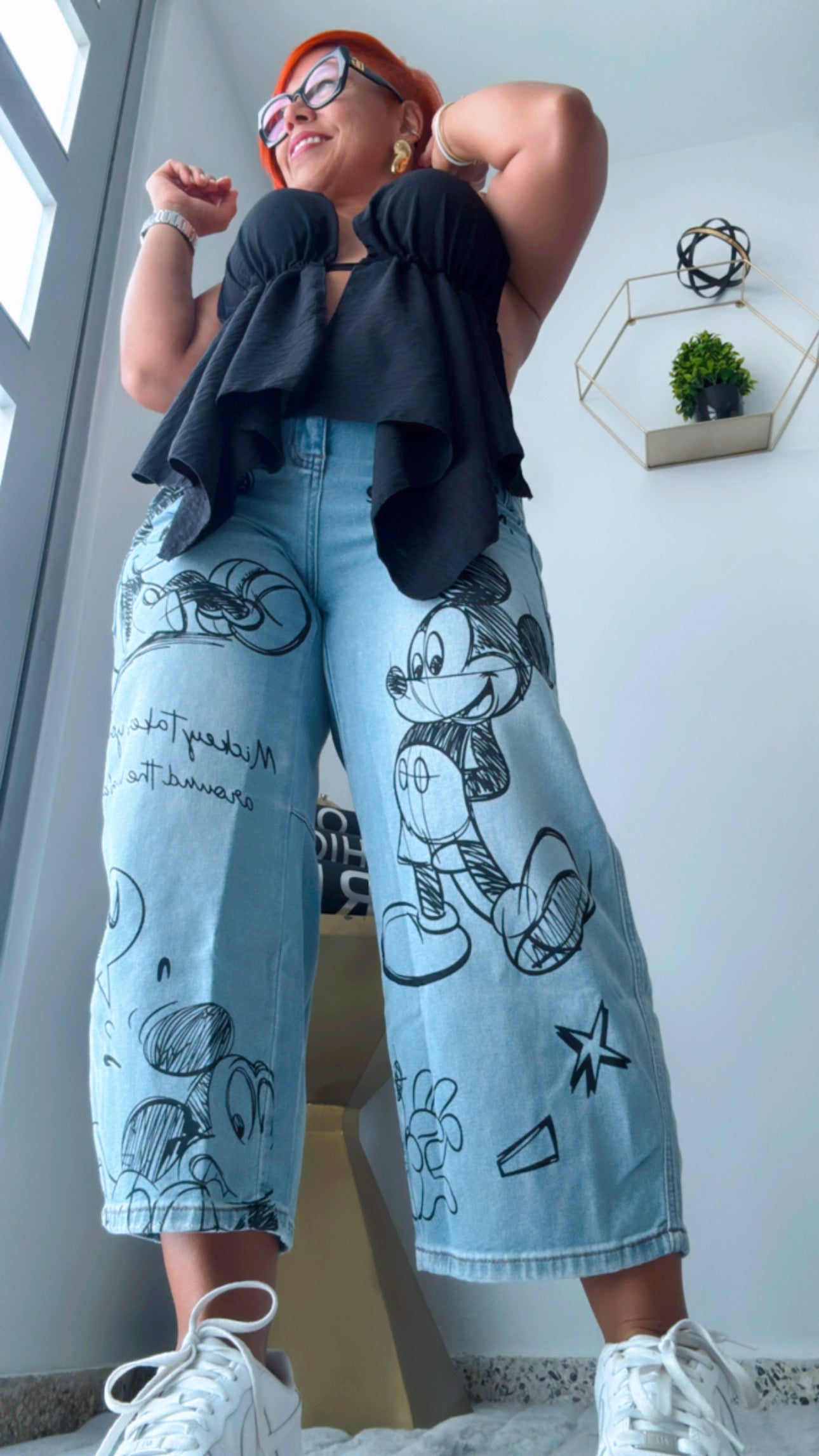 Mickey Mouse Ankle Barrel Jeans