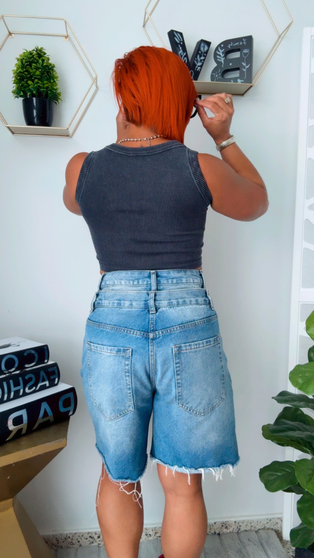 Rhinestone Washed Gray Crop Top