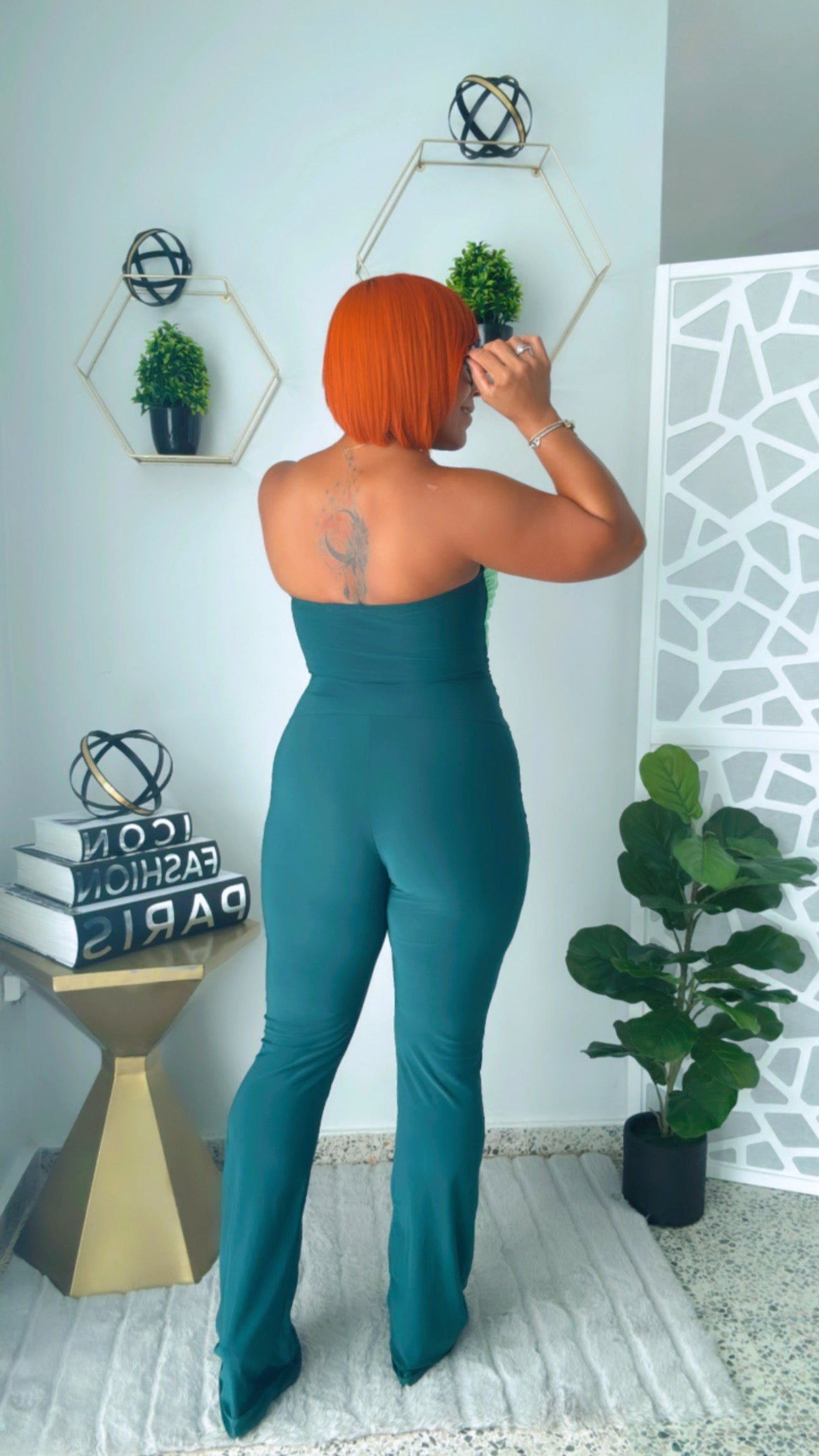 Green Color Block Cut-Out Jumpsuit