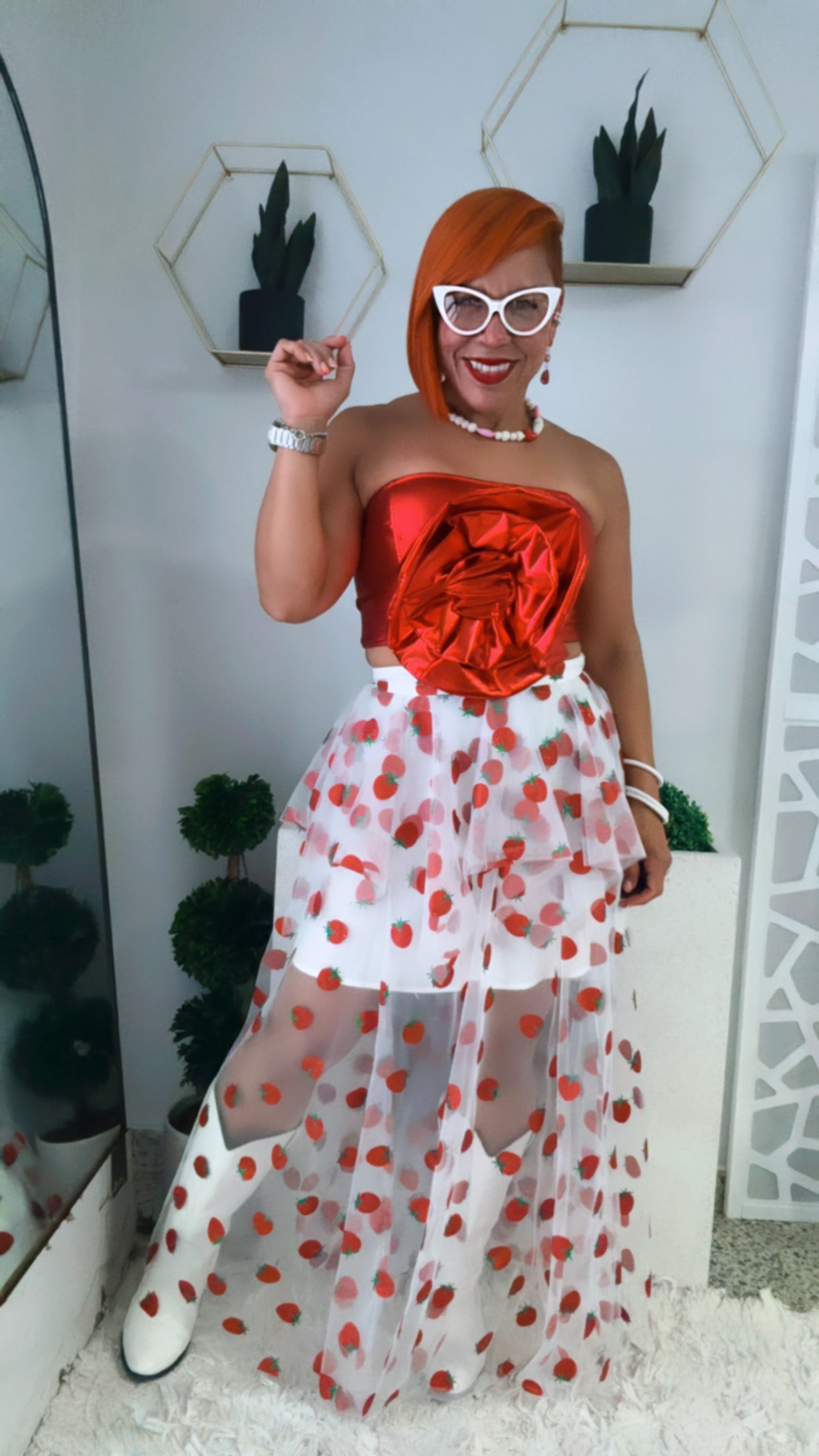 Strawberry Sweet High-Low Mesh Maxi Skirt