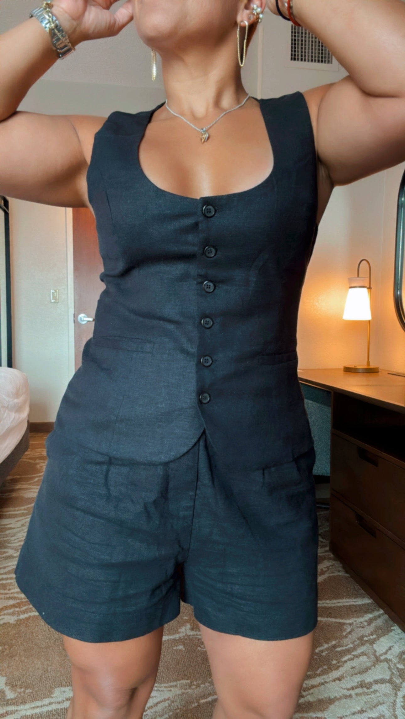 Casual Bussines Linen Short Set