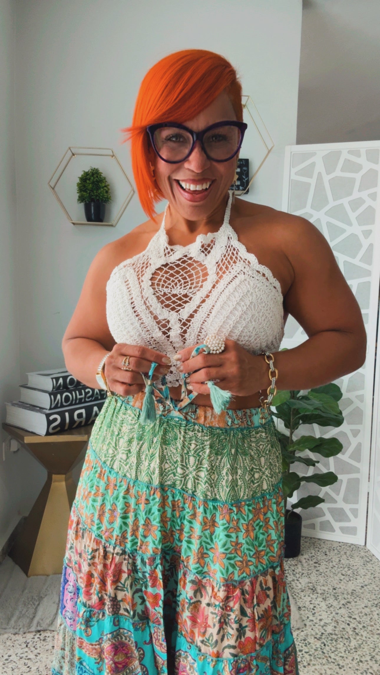 Aqua II Tassel Boho Skirt