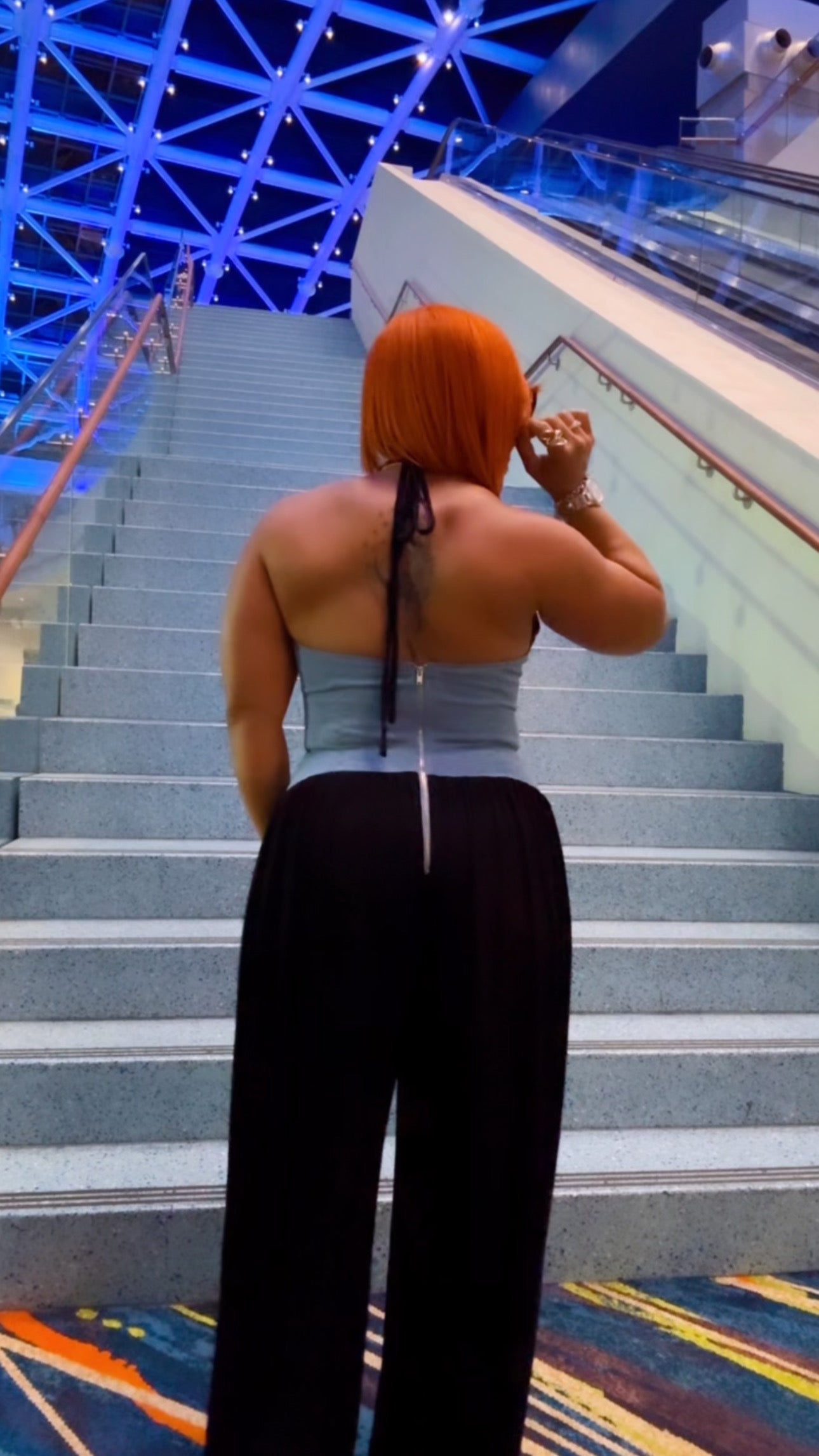 Denim Contrast Jumpsuit (Black/Denim)