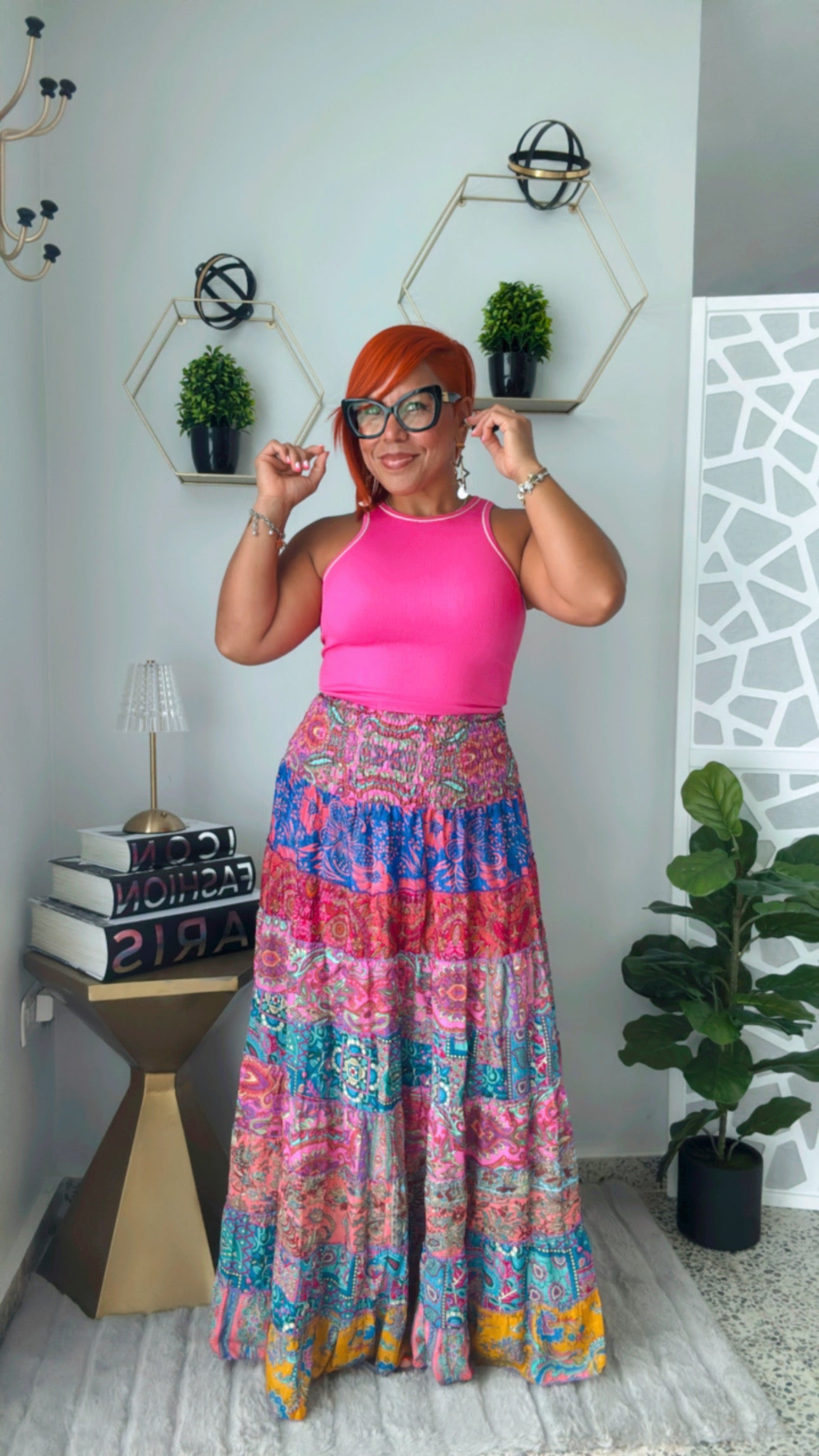 Boho Skirt & Strapless Dress (Blue/Pink Multi)