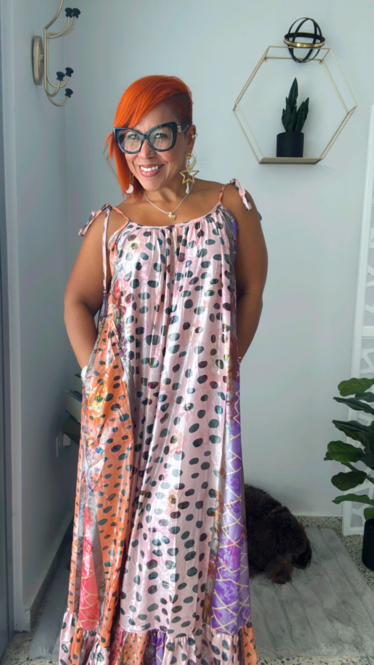 Metallic Pilka Dots Maxi Dress