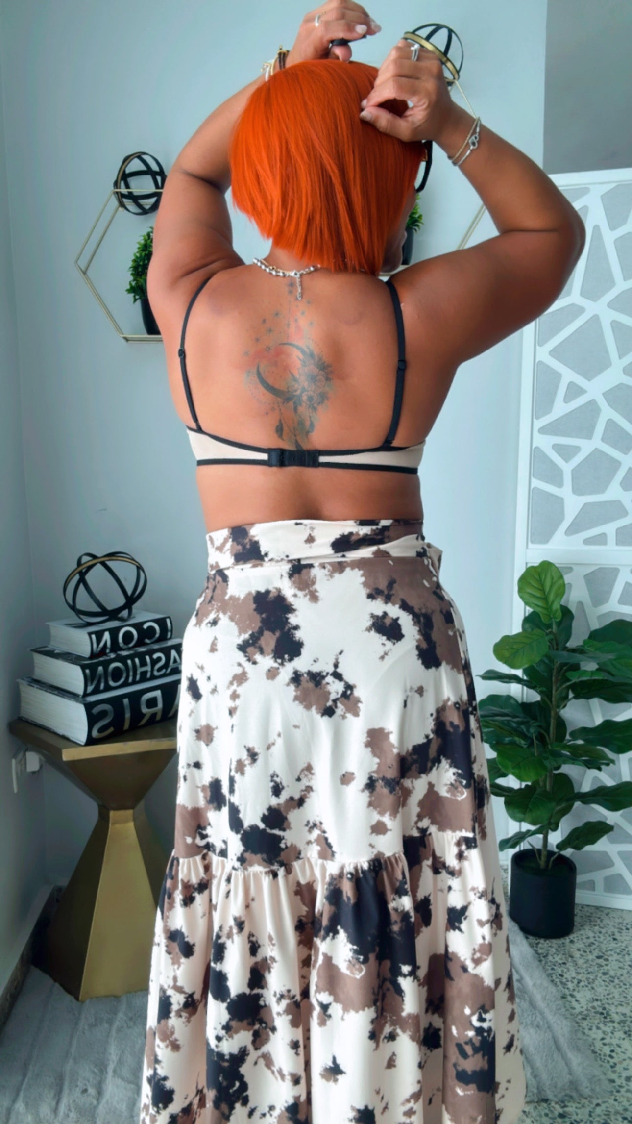 Cow Tie-Dye Wrap Around Skirt