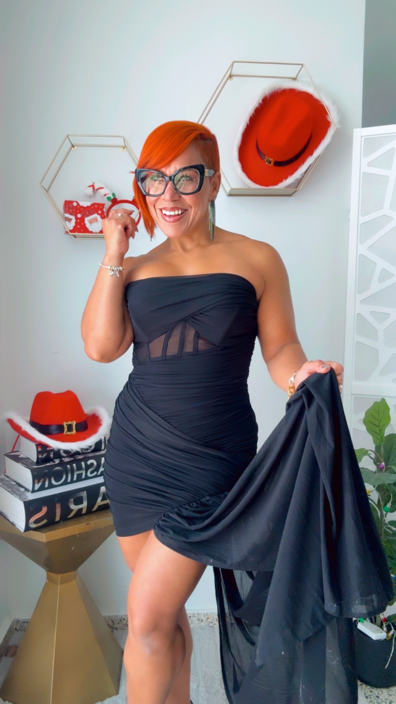 Layered Ruffle Mini Black Dress