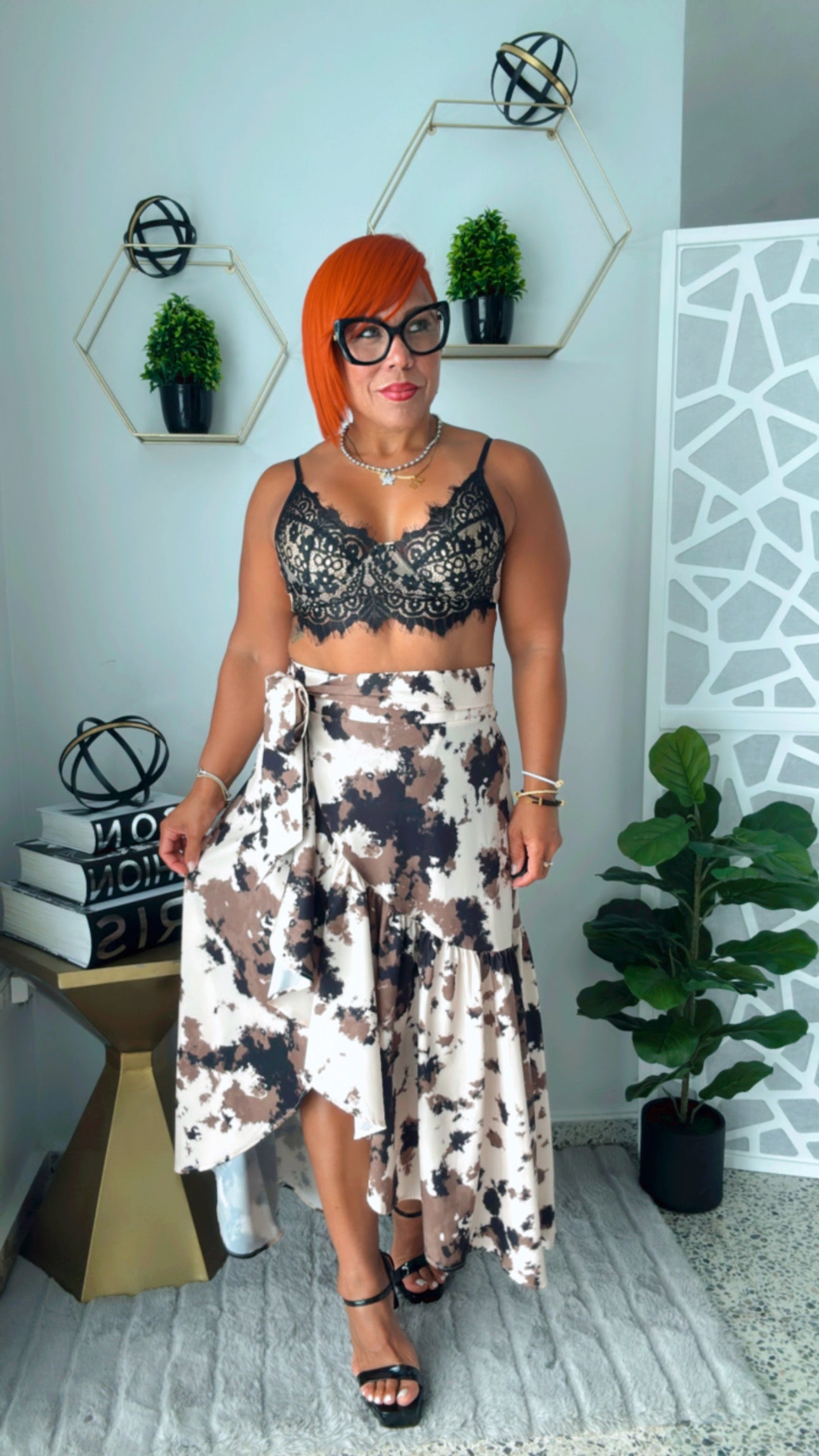 Cow Tie-Dye Wrap Around Skirt