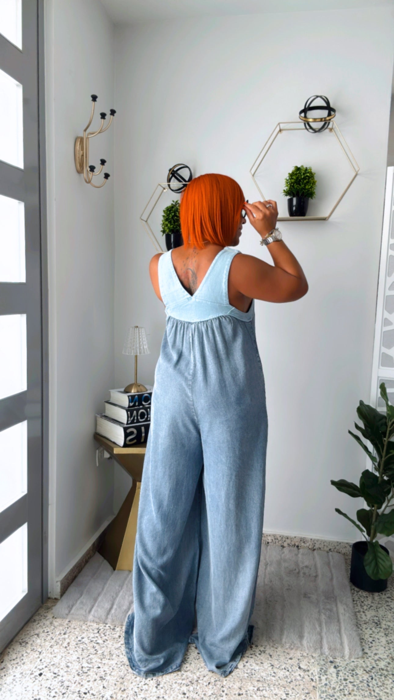 WASHED RAYON LEG OVERALL