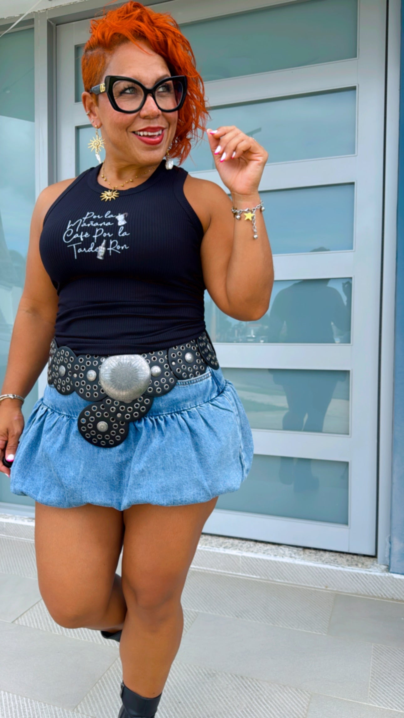 Balloon Denim Mini Skirt