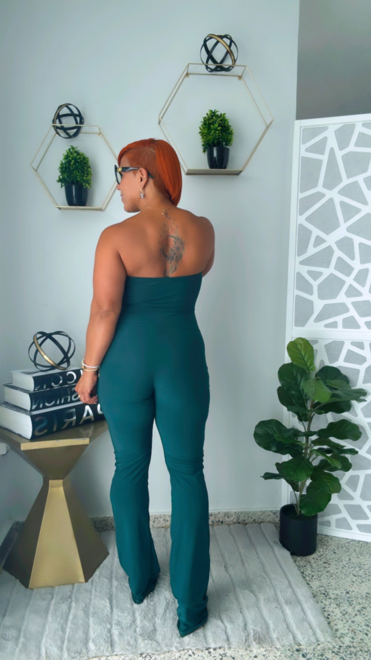 Green Color Block Cut-Out Jumpsuit