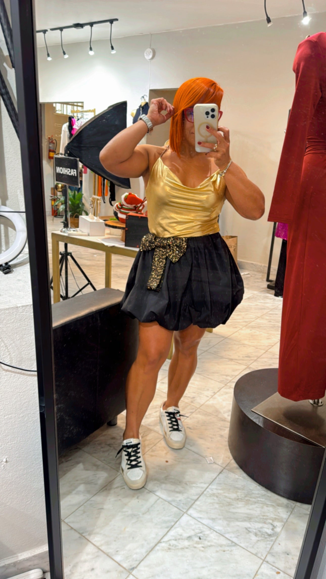 Metallic Gold Top w/ Rhinestone Straps