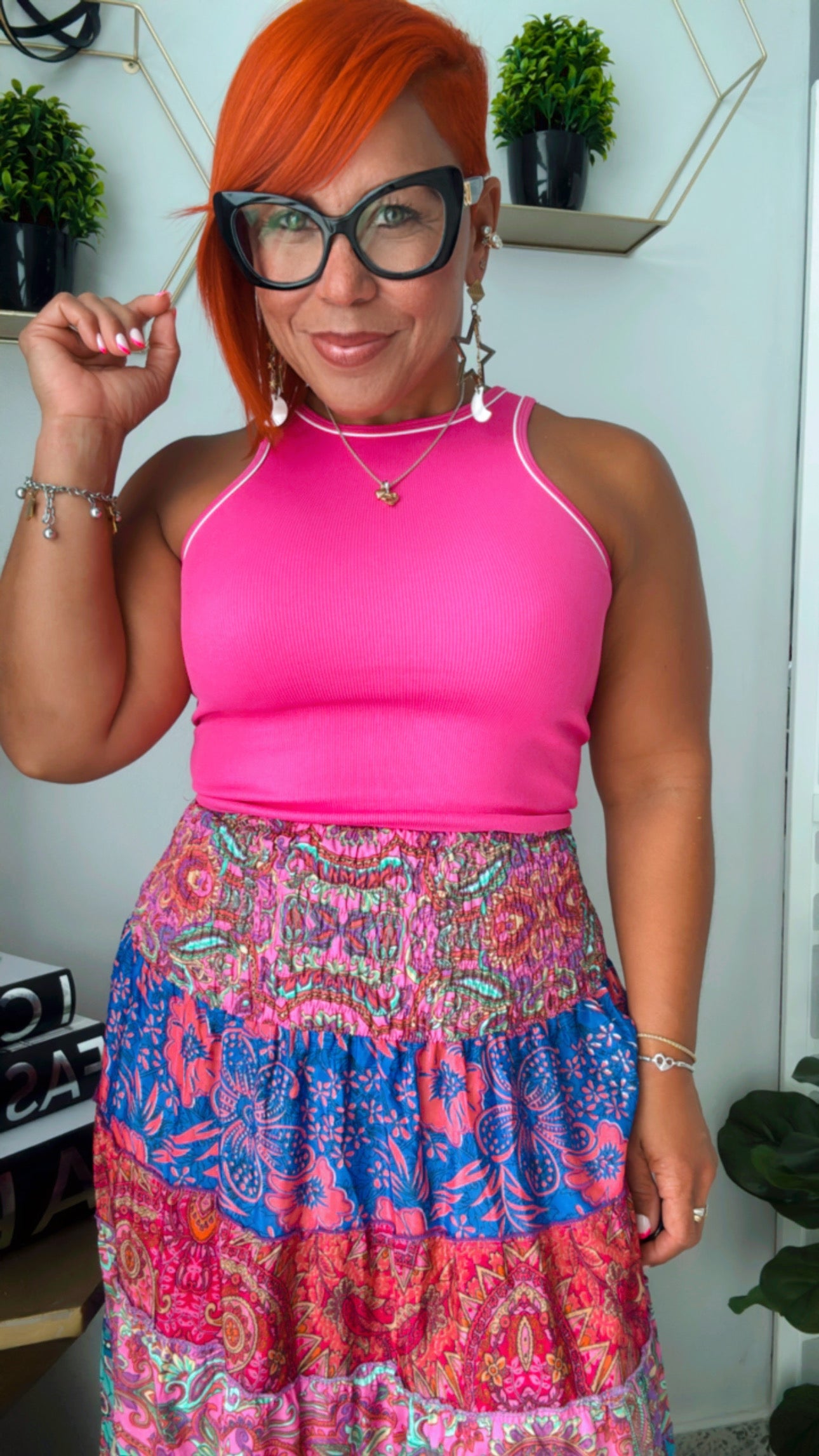 Pink Basic Top with White Line