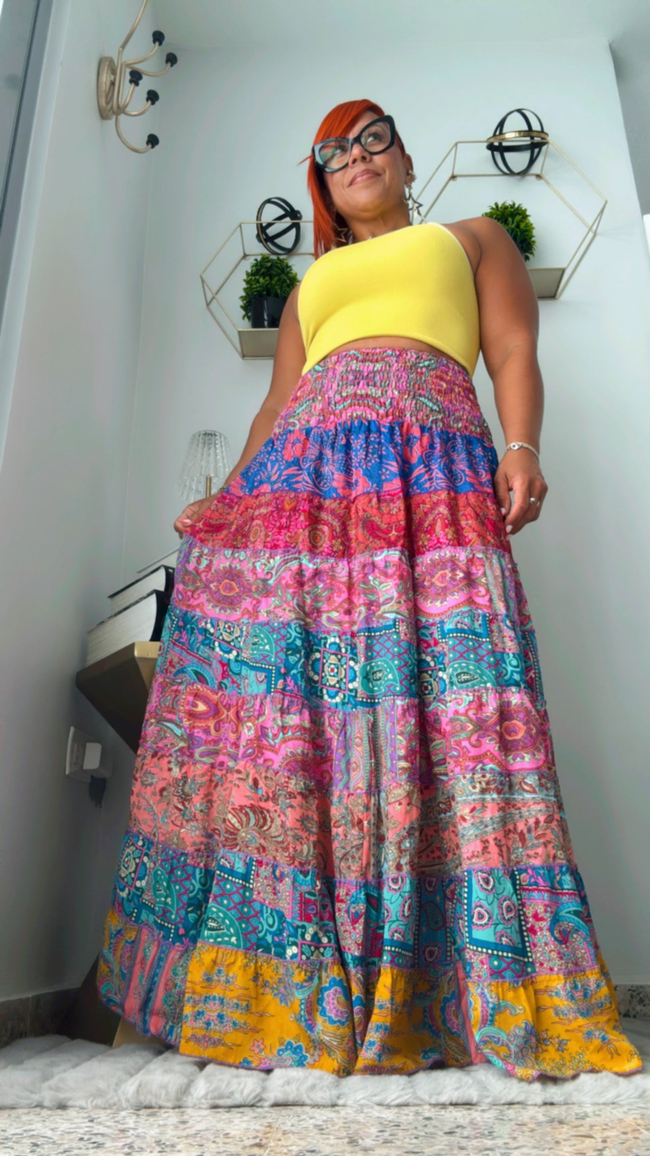 Boho Skirt & Strapless Dress (Blue/Pink Multi)