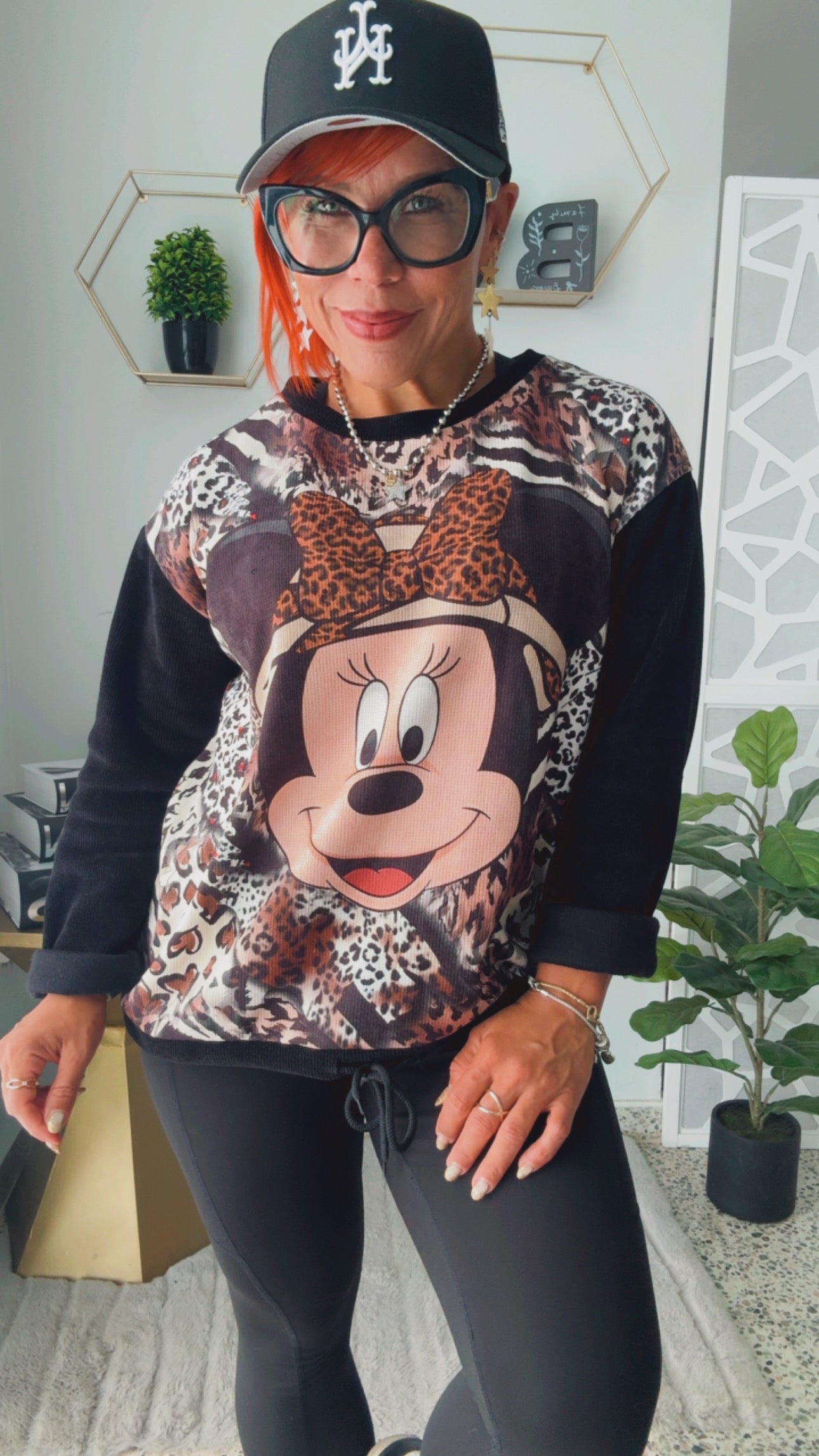 Minnie Mouse Animal Print Light Sweater
