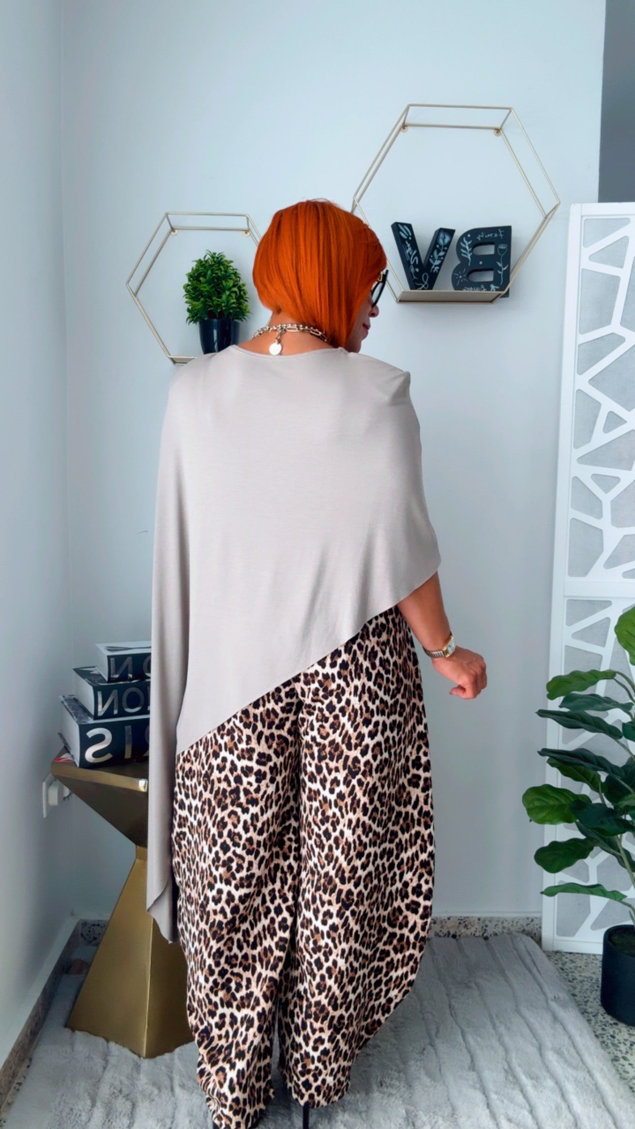 Taupe Asymmetric High-Low Elegant Tunic