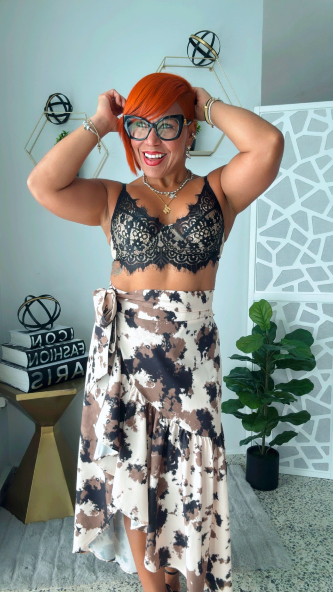Cow Tie-Dye Wrap Around Skirt