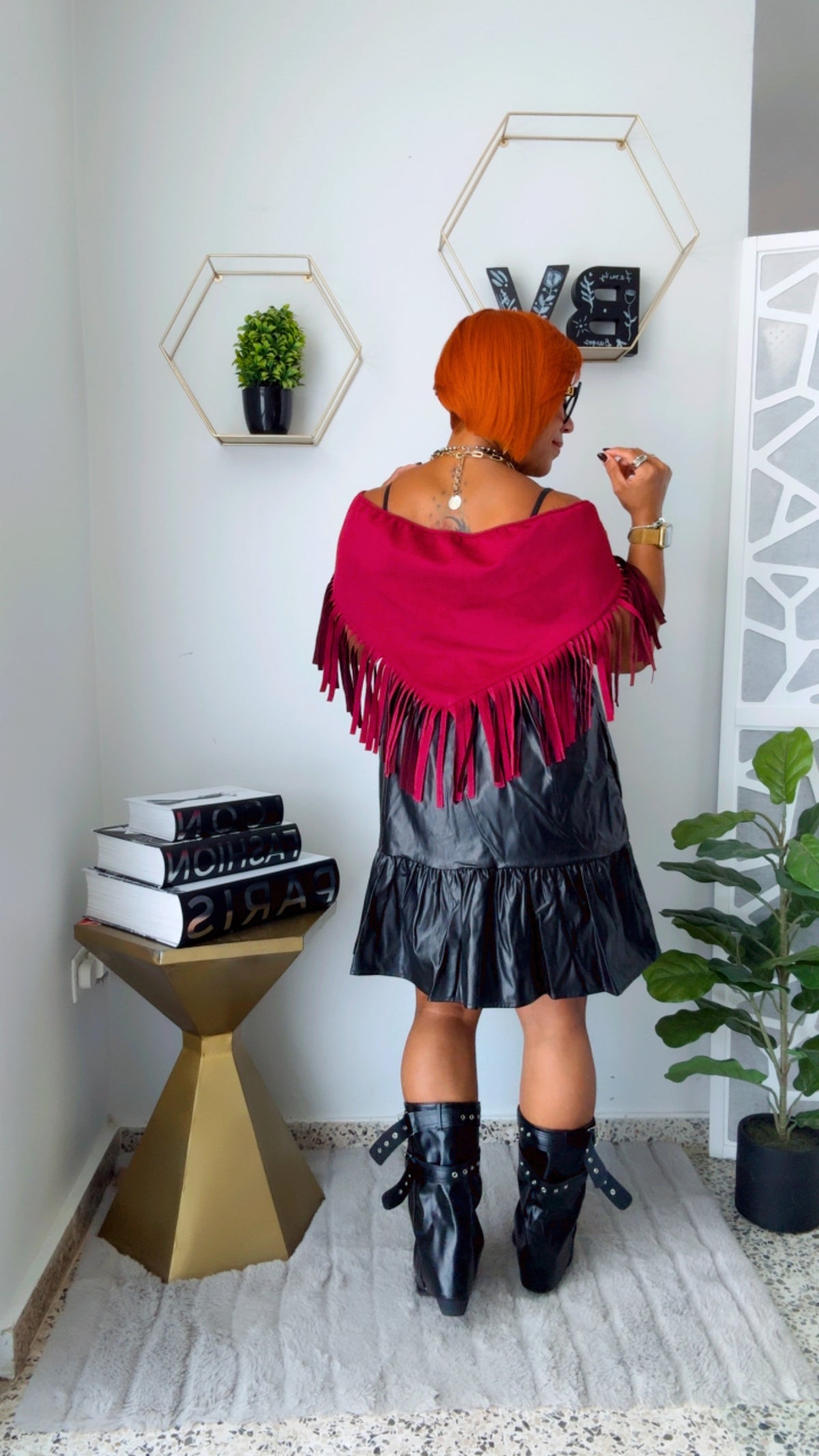 Burgundy Fringed Scarf