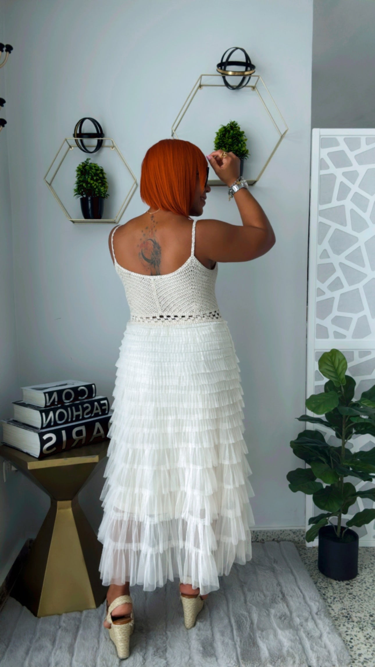 Almond Tuttu Dress with Crochet Top