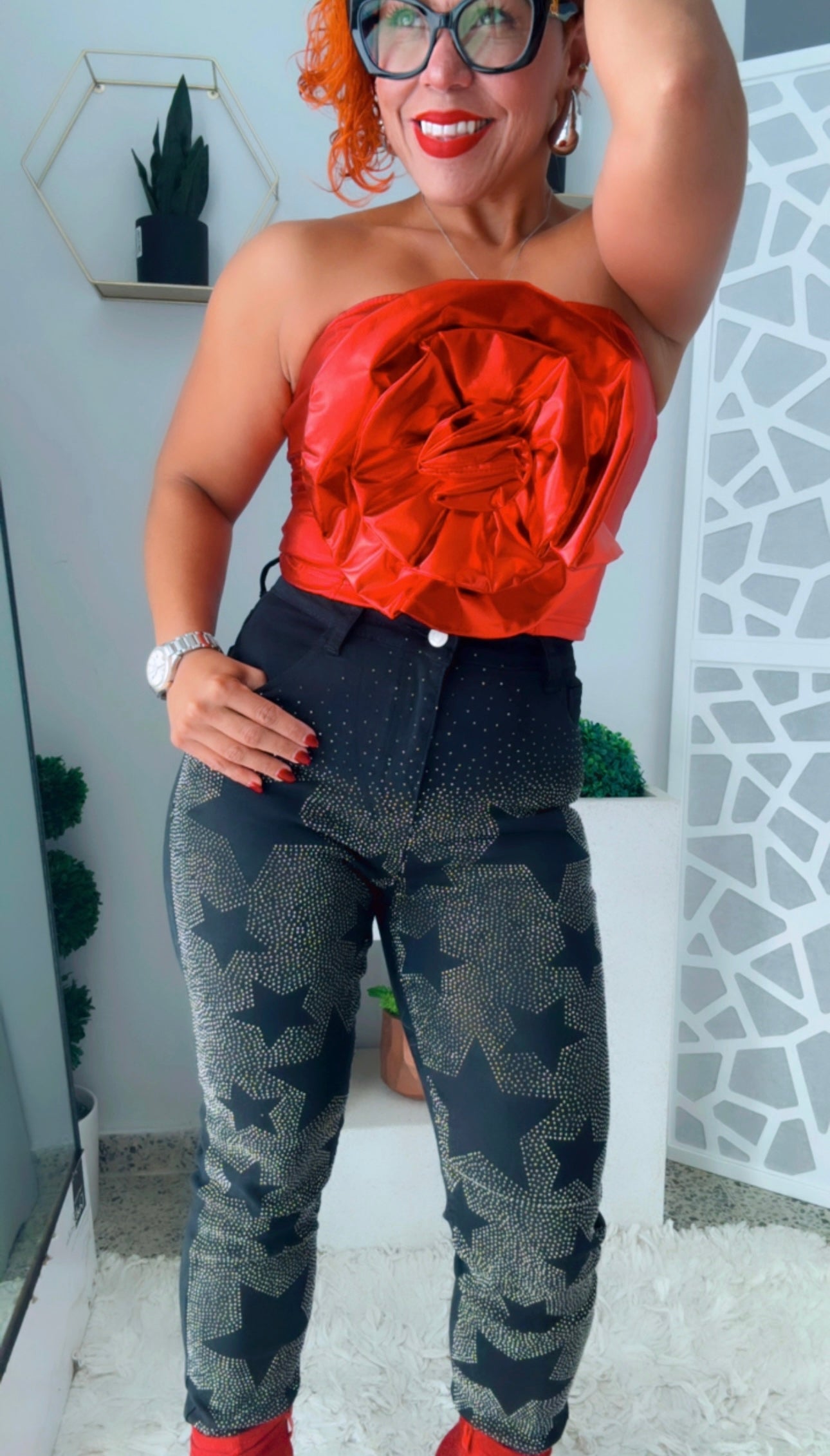 Starry Glam High-Waist Embellished Jeans