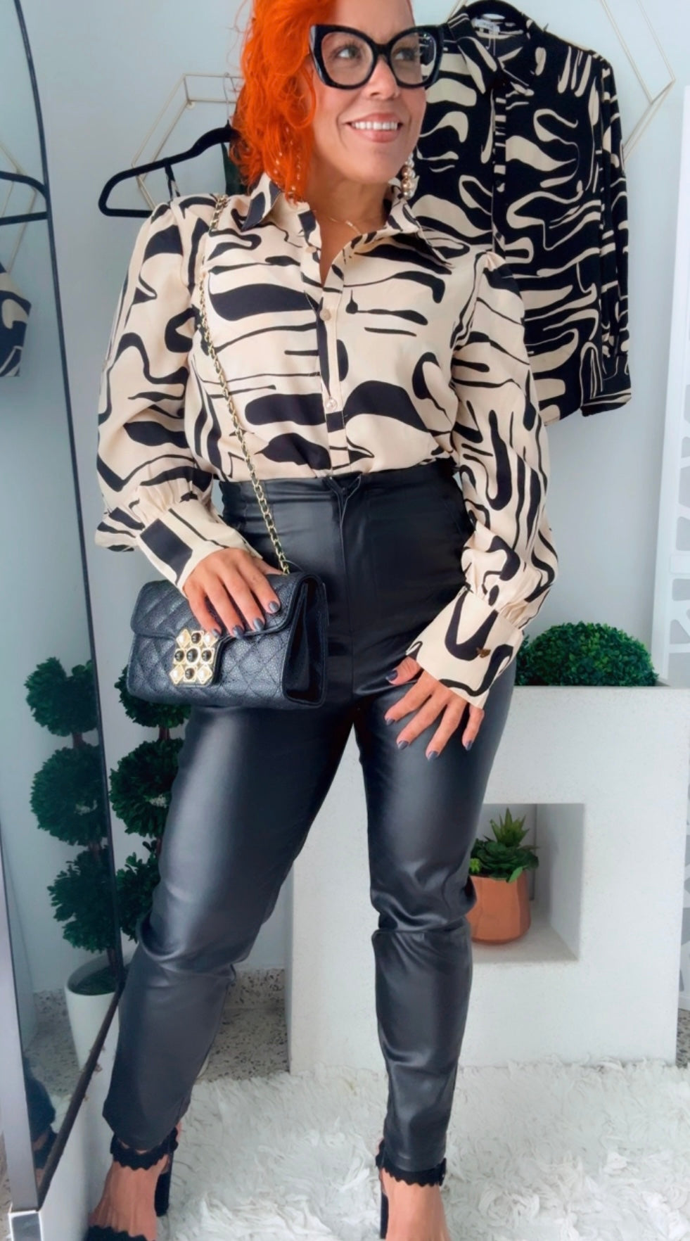Top Zebra Print Crop Top and Long-Sleeve Blouse Set