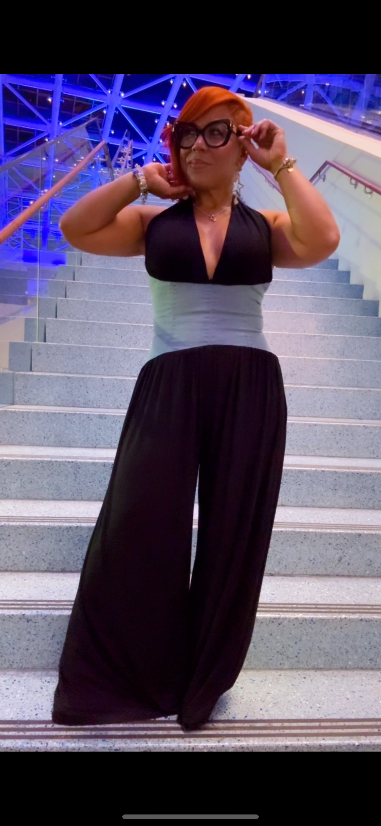 Denim Contrast Jumpsuit (Black/Denim)