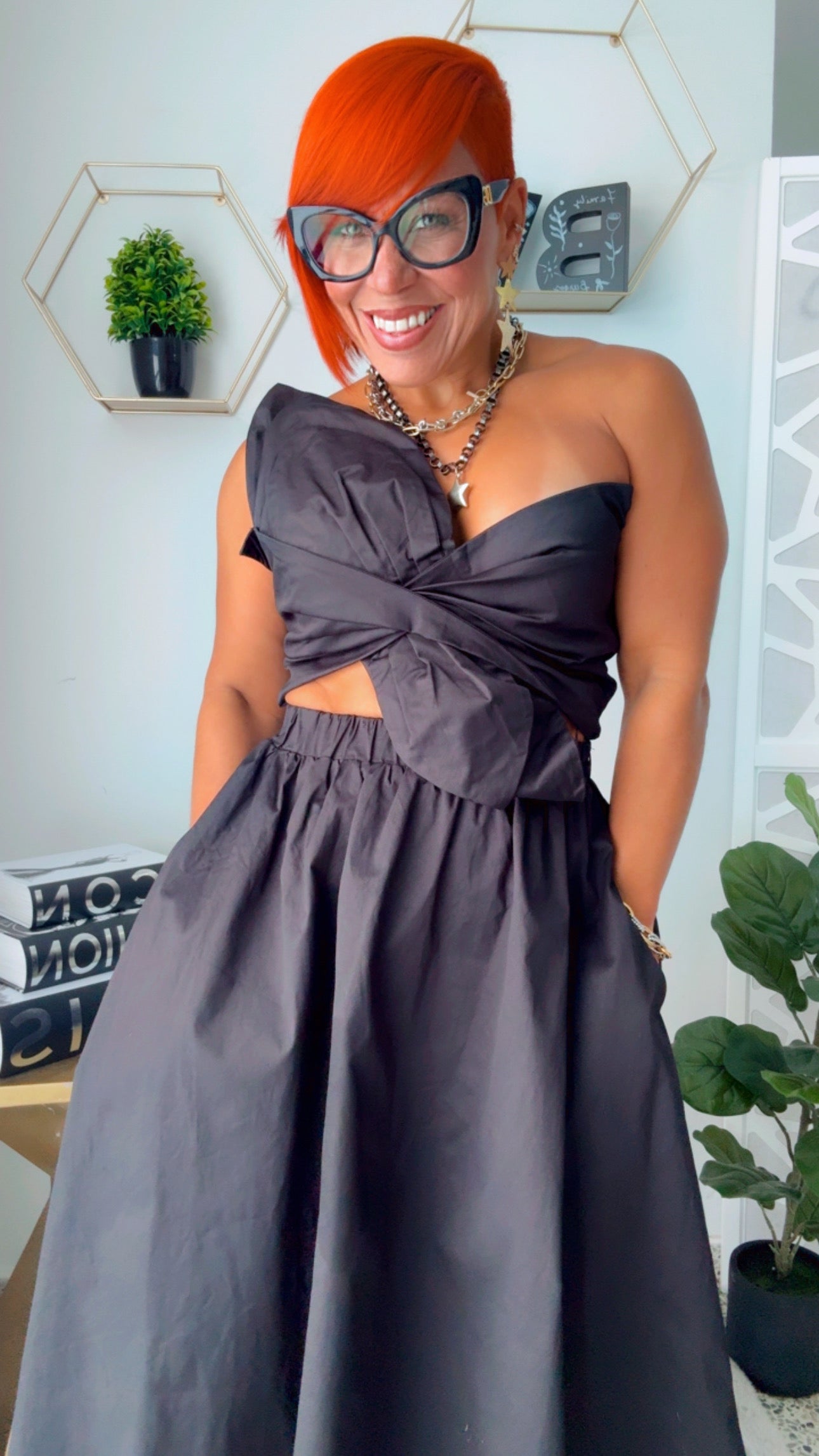 Knotted Twist Black Dress