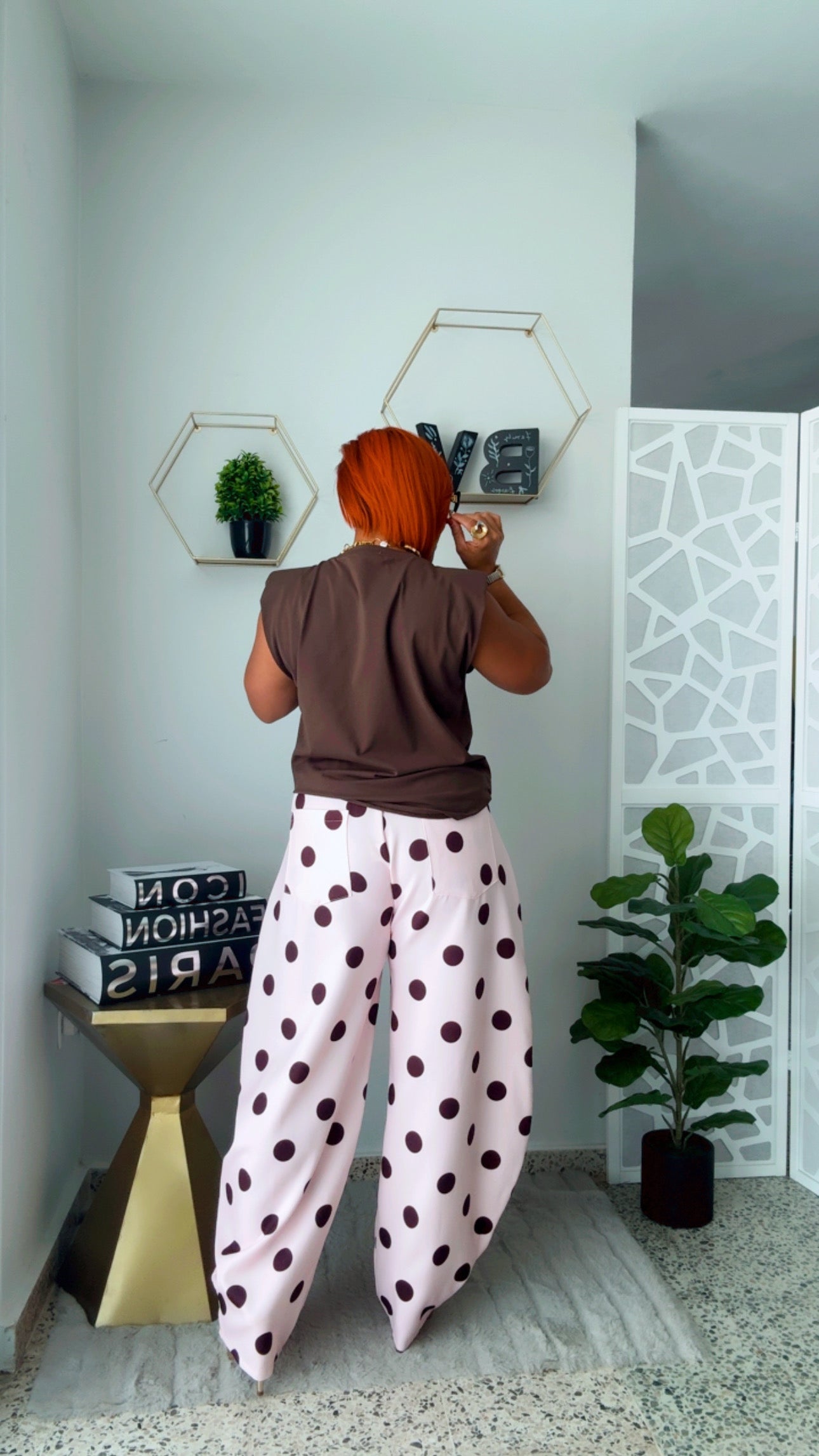 Pink and Chocolate Jumbo Polka Dots Barrel Pant&nbsp;