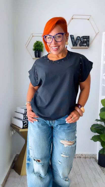 Silver Star Muse Top - Black