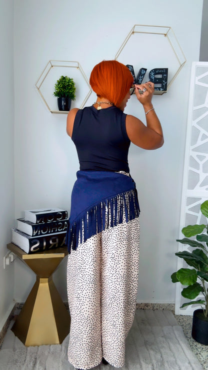 Blue Fringed Scarf