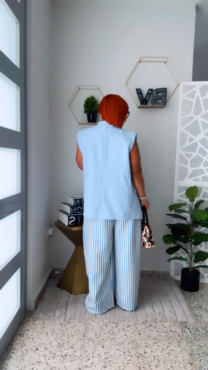 Sky Blue and Line Flow Pants