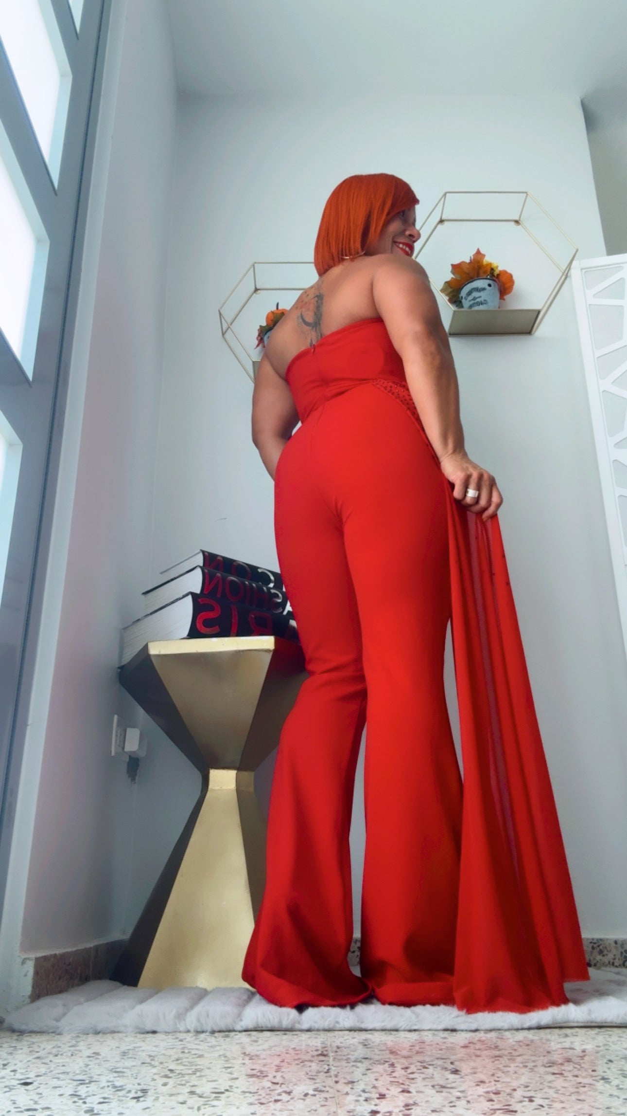 Passion Red Rhinestone Jumpsuit