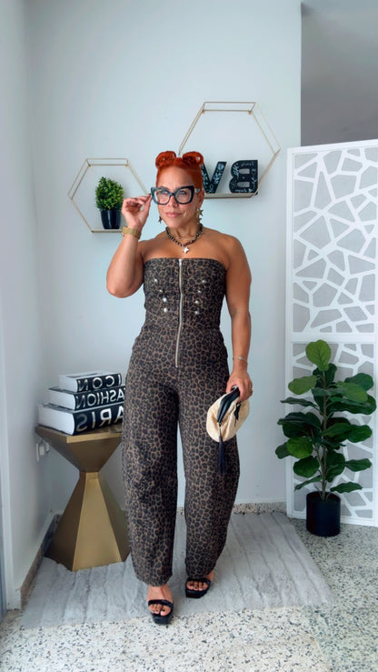 Leopard Barrel & Napoleon Jumpsuit