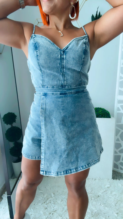 Denim Skort Romper