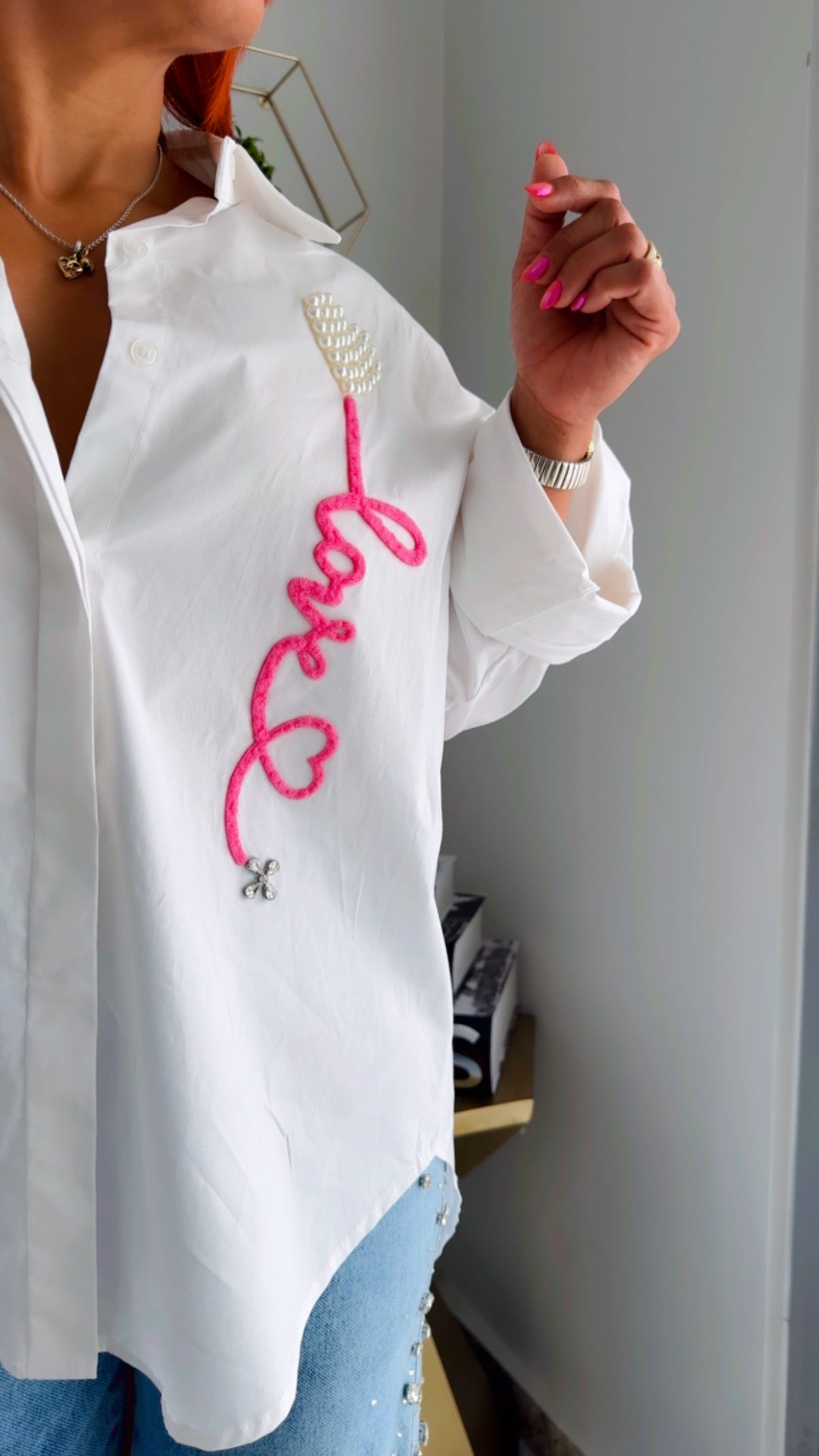 High low Button Down Blouse - Love Inspiration