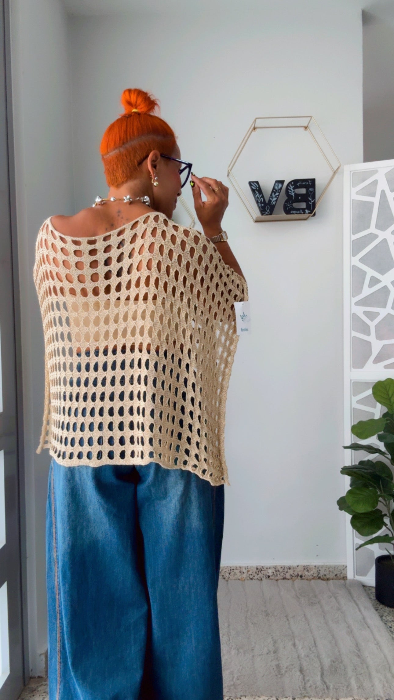 Crochet golden Poncho