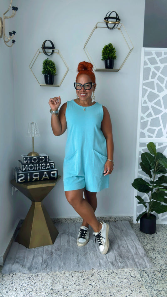 Oversized Baby Blue. Romper