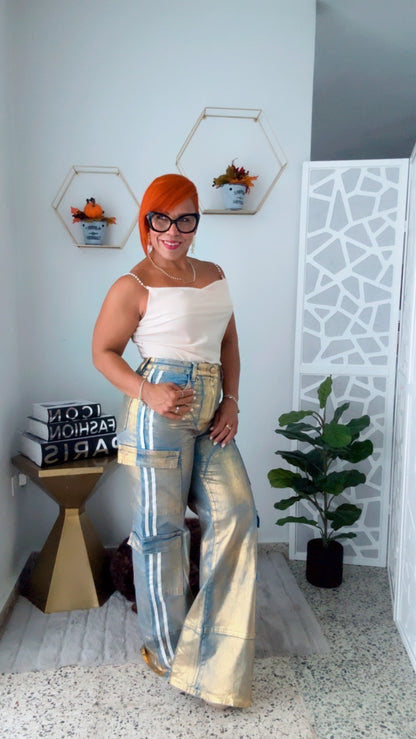 Metallic Gold Light Jean