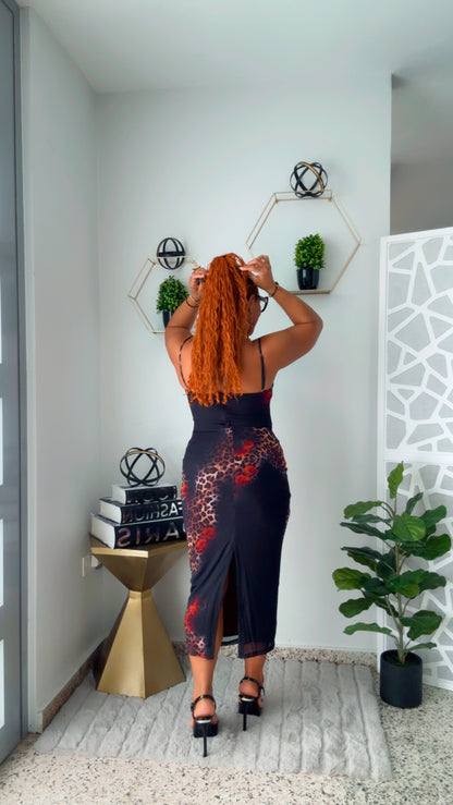 Leopard with Rose 🌹 Cocktail Dress