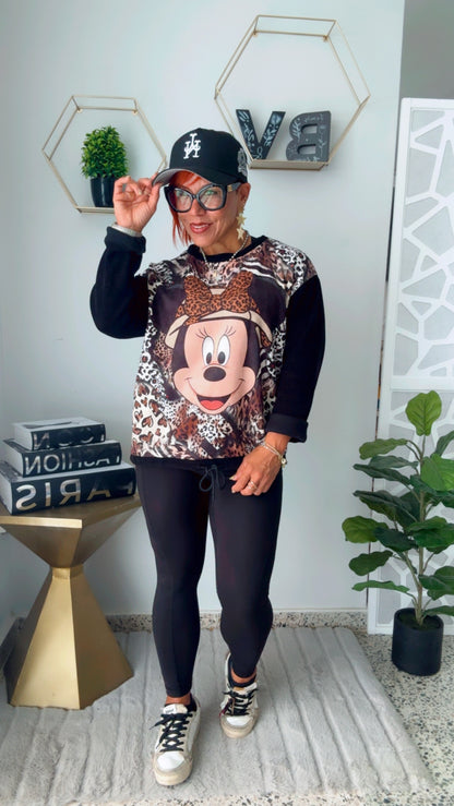 Minnie Mouse Animal Print Light Sweater