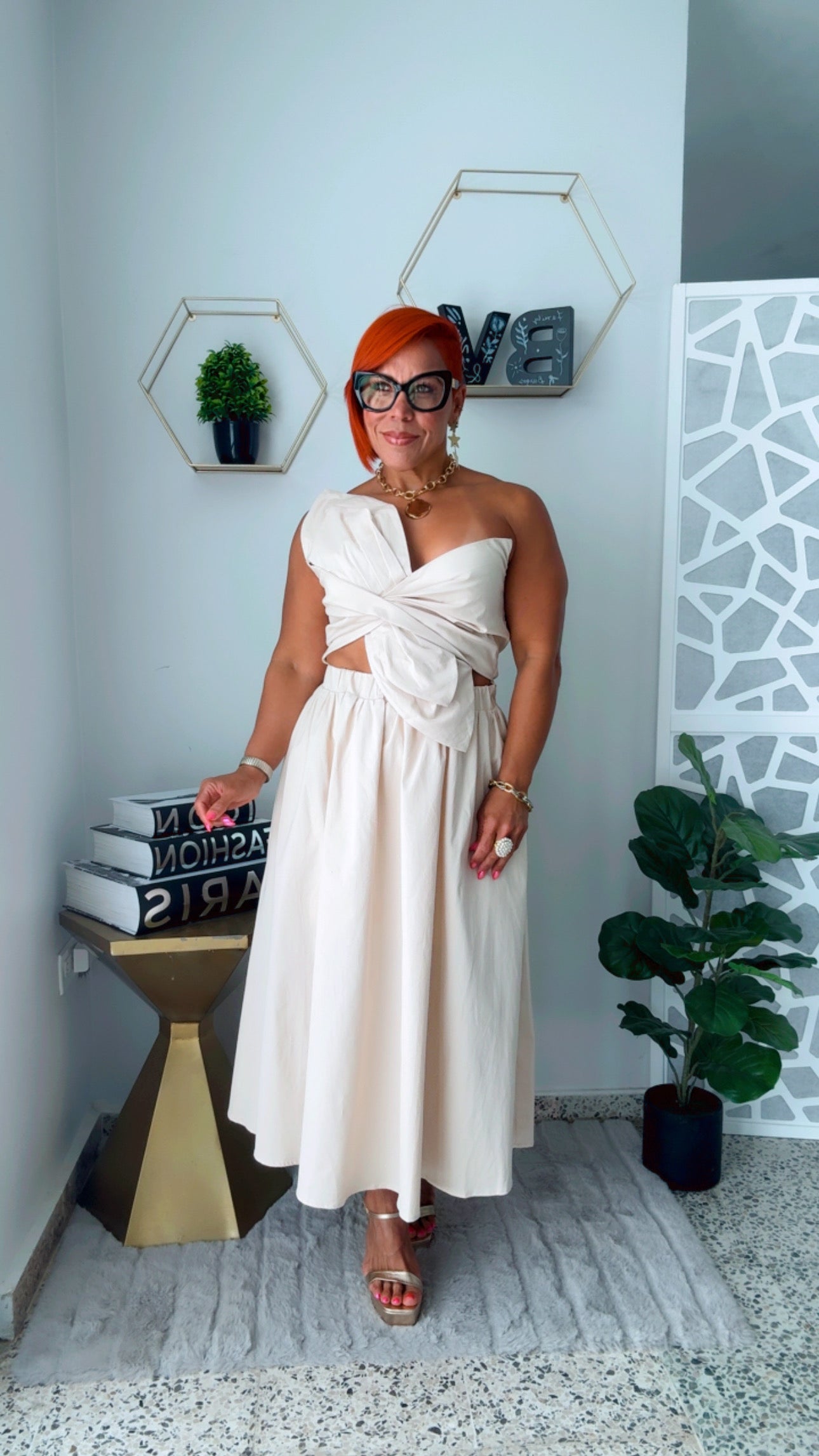 Knotted Twist Beige Dress